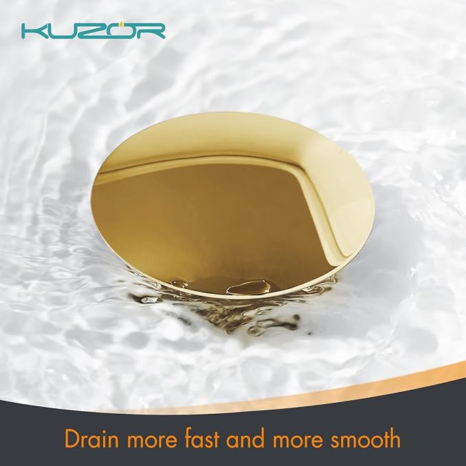 2-Pack Pop Up Bathroom Sink Drain with Overflow - Fits 1-5/8" to 2" Holes, Glod 304 Stainless Steel for Vanity/Vessel Sink
