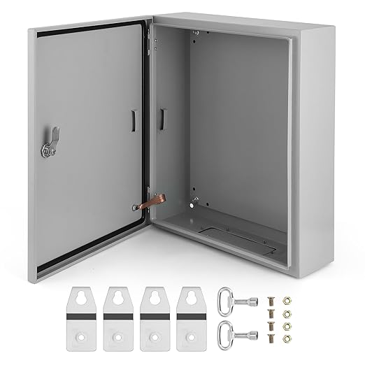 Outdoor Electrical Box,20x16x6 Steel Junction Box, NEMA 4X Electrical Enclosure Box IP66 Waterproof & Dustproof, Universal Electrical Project Box with Lock & Mounting Plate