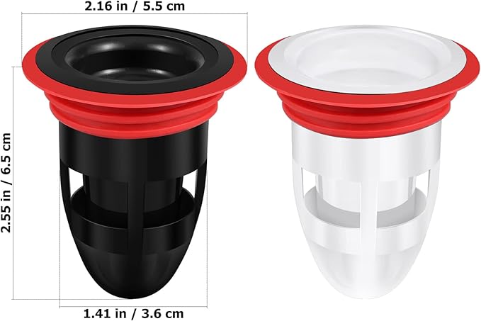 NOLITOY 2pcs Shower Floor Drain Backflow Preventer, Waste Water Drainer Valve Sewer Core Plug Gas Sealer for Kitchen Bathroom (Black, White)