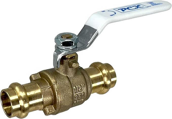 PROCURU 1-Pack 1/2-Inch Press Copper Ball Valve, Heavy Duty Brass Body, Full Port, LF Certified Safe (3BP050-1P)