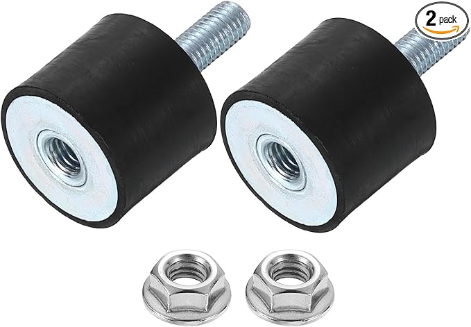 uxcell M8 Rubber Mounts, 2Pcs 30x25mm(DxH) Rubber Cylindrical Anti Vibration Isolator Shock Absorber with Lock Nut for Car Bobbin Generator Air Compressors