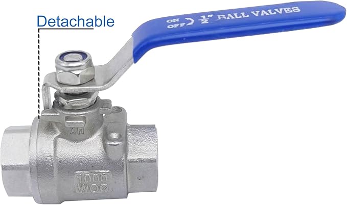 Full Port Ball Valve 1/2" NPT Heavy Duty Stainless Steel 304 For Water,Oil and Gas with Blue Handles （pack of 2）