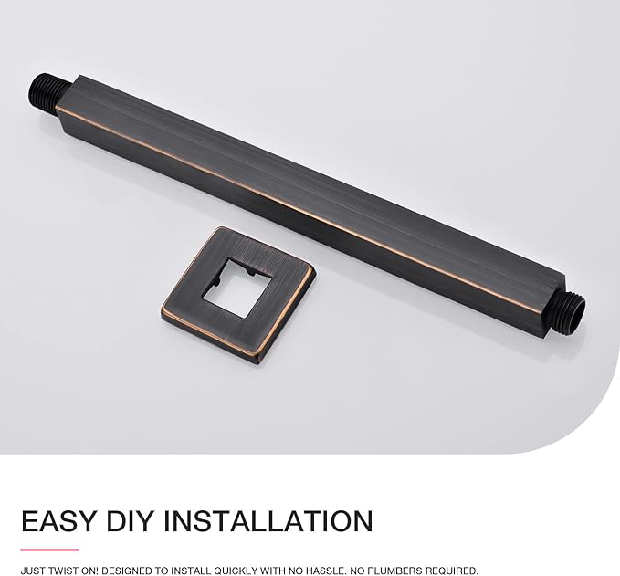 TRUSTMI Square Shower Arm with Flange, 12 Inch Ceiling Mounted Extension Arm, Square Shaped Rainfall Shower Head Extender Arm, Oil Rubbed Bronze