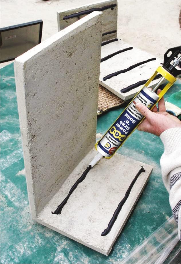 PGB Power Grab n Bond TRIBRID Technology Contact Adhesive - Strong Construction Bonding - Glass, Mirror & Tile Adhesive - Cartridge - Grey - 290ml