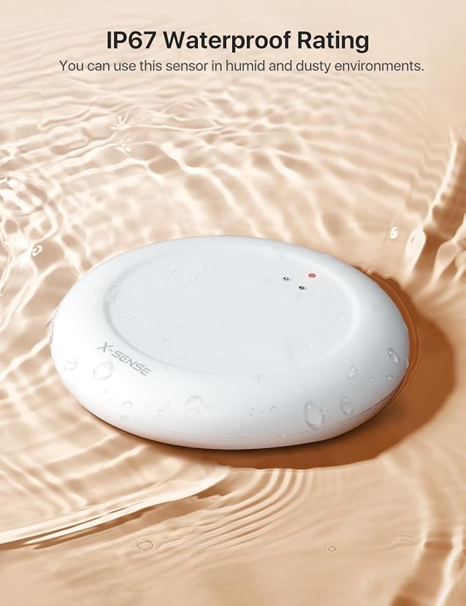 X-Sense Wi-Fi Water Leak Detector Kit, Smart Water Sensor Alarm with App Alerts and Ultra-Slim Design, Water Alarm Leak Detector for Basements, 4 Water Sensors and 1 Base Station, Model SWS0A41