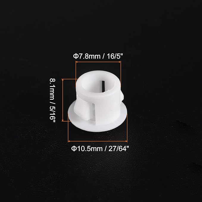 uxcell 5/16" Plastic Hole Plugs, 110Pcs Flush Type Panel Round Snap in Fastener Knockout Locking Plugs for Furniture Insert End Caps Panels, White