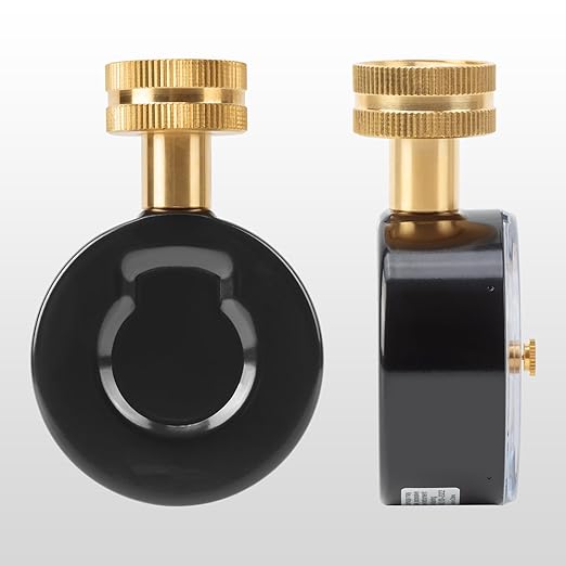 0 to 200 Psi Water Pressure Test Gauge with Red Max Pointer, 2.5 inch Dial Size, 3/4 inch Female Garden Hose Thread, Black Steel Case, Inspector for Home Hose Bib, House Water Tube, Spigot