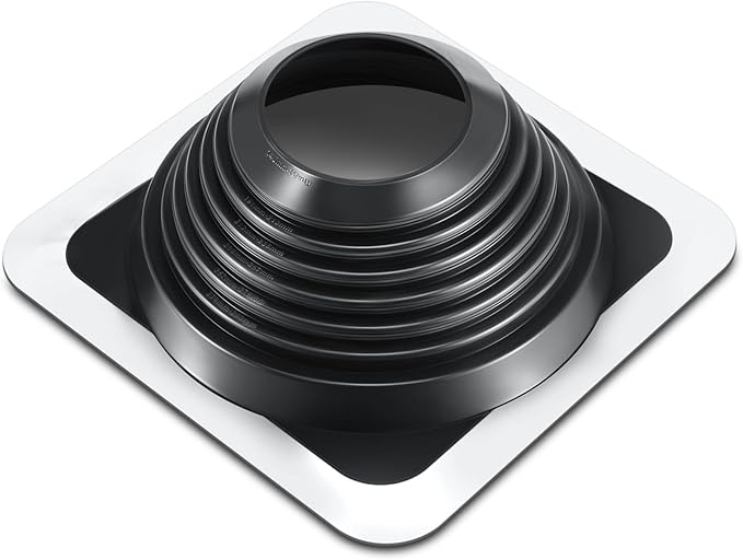 #7 Metal Roof Vent Boot Chimney Flashing Roof Jack Pipe Vent for Pipe Od 6 to 11 Sleeve Square Base Epdm Stove Vent(1 Pcs,14.8 Inch)