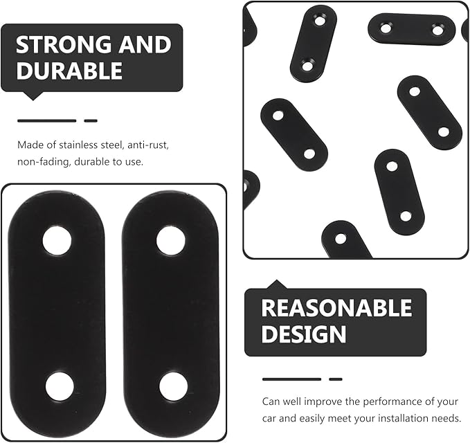 20pcs Stainless Steel Black Flat Corner Brackets Small Metal Mending Plates Fixing Plates for Shelves Furniture Window Reinforcement