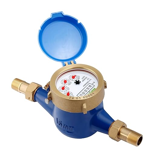 Watflow DN15 Water Meter 1/2"NPT, ISO4064 Certification Cubic Water Flow Meter, Cold Water Meter, for Garden or Home, Horizontal Install.