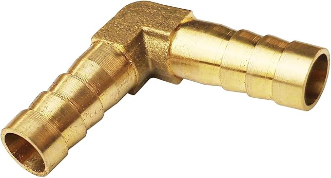 2PCs 3/8" Brass Hose Barb Fitting 90 Degree Elbow Barbed Splicer Mender Union Fitting with 4PCs Hose Clamp for Oil Water Air
