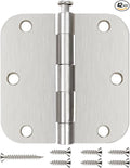 42 Pack Nickel Door Hinges Brushed Nickel 3 1/2 Interior Door Hinges Satin Nickel 3.5 Inch with 5/8” Radius Corners 3 ½"x 3 ½" Silver Hardware Controls JIW Garage Factory