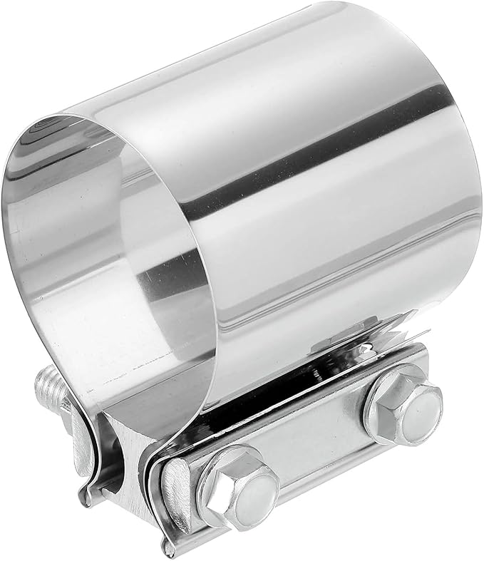 uxcell 2.7 Inch Exhaust Clamp, 304 Stainless Steel Butt Joint Band Clamp Sleeve Coupler Pipe Repair Clamp Universal Widening Clamp for Exhaust Pipes Mufflers, Silver