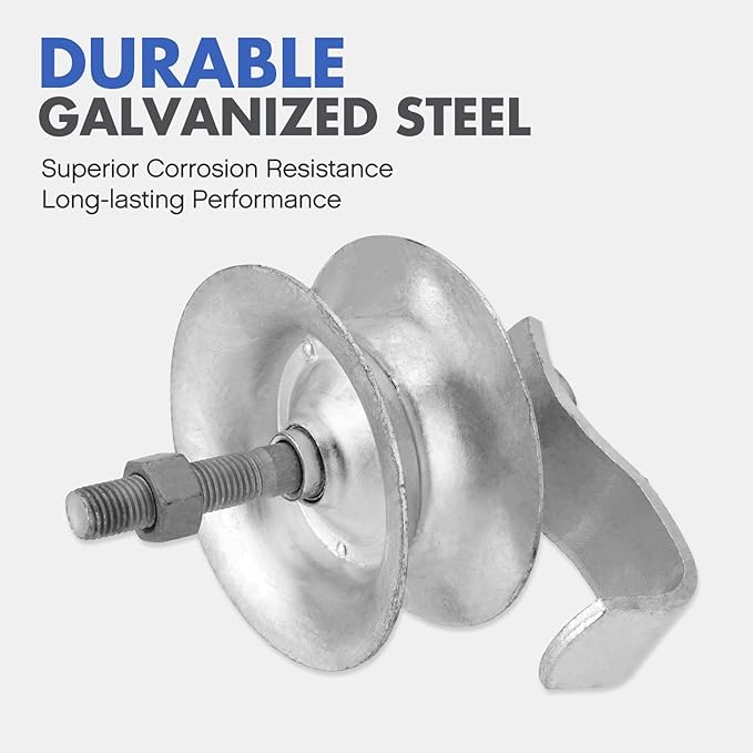 SPARKWHIZ Sliding Gate Rollers for 1 5/8" Pipe Track, 5" Steel Pipe Track Roller, Galvanized Rolling Gate Hardware Kit