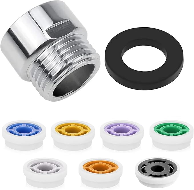 2 Sets 7 Shower Flow Reducer Limiter Set, Water Flow Saver Adapter 1/2 Inch Flow Restrictor, Control Valve for Fixed Shower Head Handheld Shower 1.2/1.5/1.8/2/ 2.2/2.5 GPM