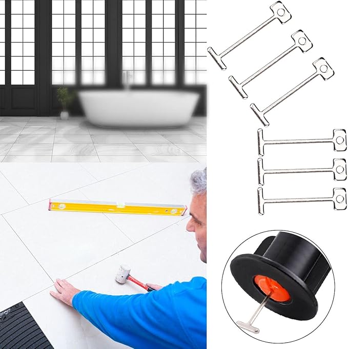 Reusable 1/16" Tile Leveling System Kit (300pcs) w/ 1500 1/8" Cross Spacers + 6 Wrenches & 40 Steel Pins - Professional Floor Installation Tools (300, 1/8)