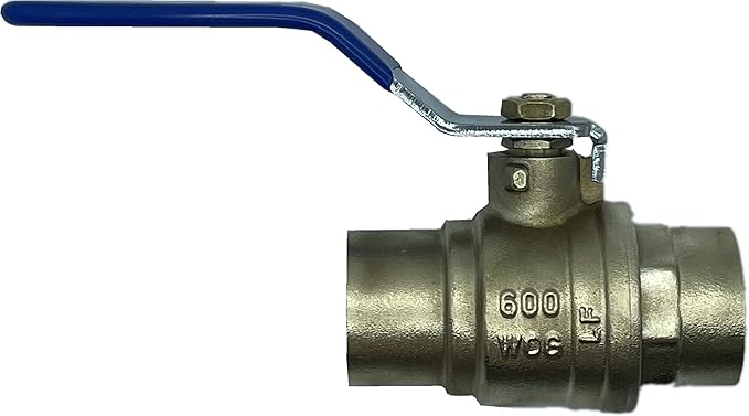 1-1/4" Sweat Solder C X C Brass Full Port Water Stop Shut Off Ball Valve,Heavy Duty LF,For Copper Tubing,Quarter Turn (1-Pack)