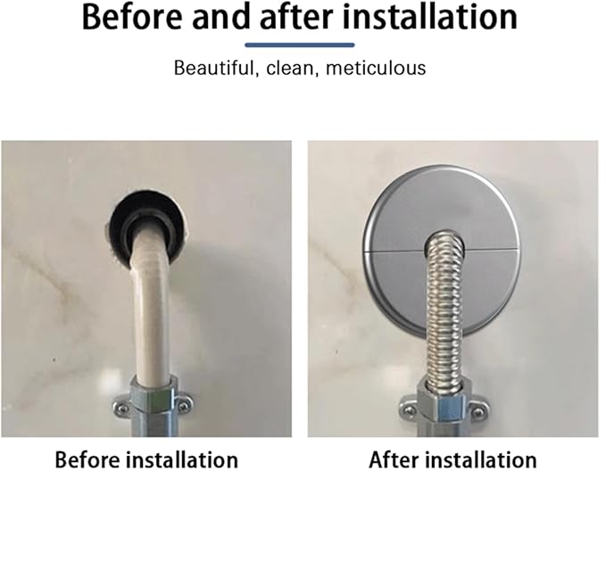 2 Pieces ABS Wall Split Flange Round Self-Adhesive Escutcheon Plate Cover Plumbing Pipe Cover for Water Pipe Faucet Decoration 0.87"/22mm, Silver