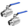 DERNORD 2 Pack Full Port Ball Valve 1-1/2 Inch - Male x Female Stainless Steel 304 Heavy Duty for Water, Oil, and Gas, 1000WOG