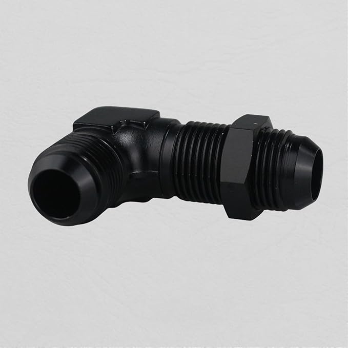 10AN Male Flare 90 Degree Bulkhead Fitting Adapter with 10AN Nut Aluminum Black