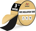 DEMEDO Pipe Insulation Tape, Pipe Wrap Insulation Foam Tape Self Adhesive, Outdoor Water Pipe Insulation Roll for HVAC, AC Line Insulation, 3 inch x 16.5 FT Heat Tape for Water Pipe, Black