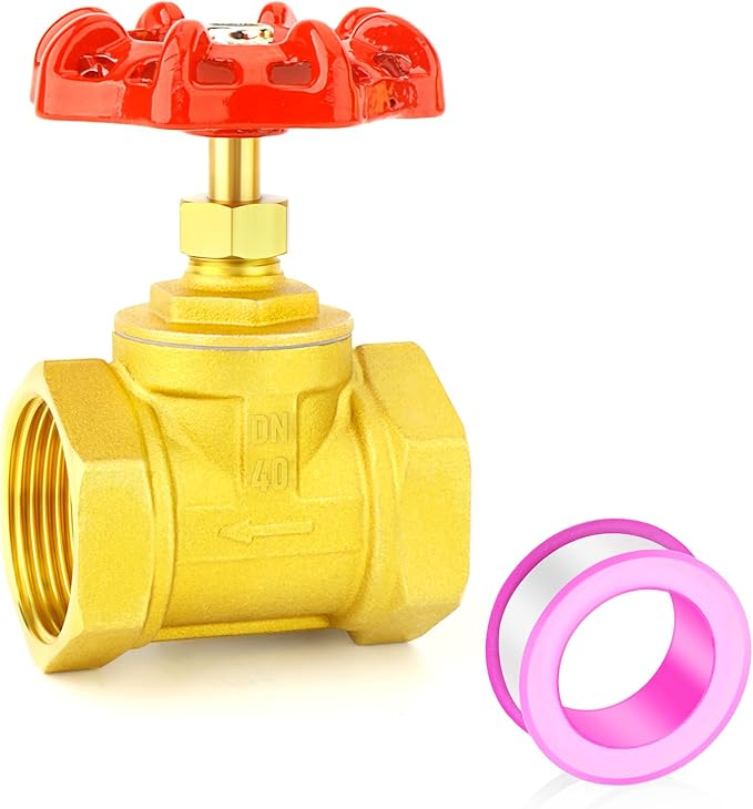 GASHER 1PCS Brass industrial Globe Valve, DN40 1-1/2" Female with Wheel Handle, Heavy Duty Globe Valve Tool For Water, Oil, Gas