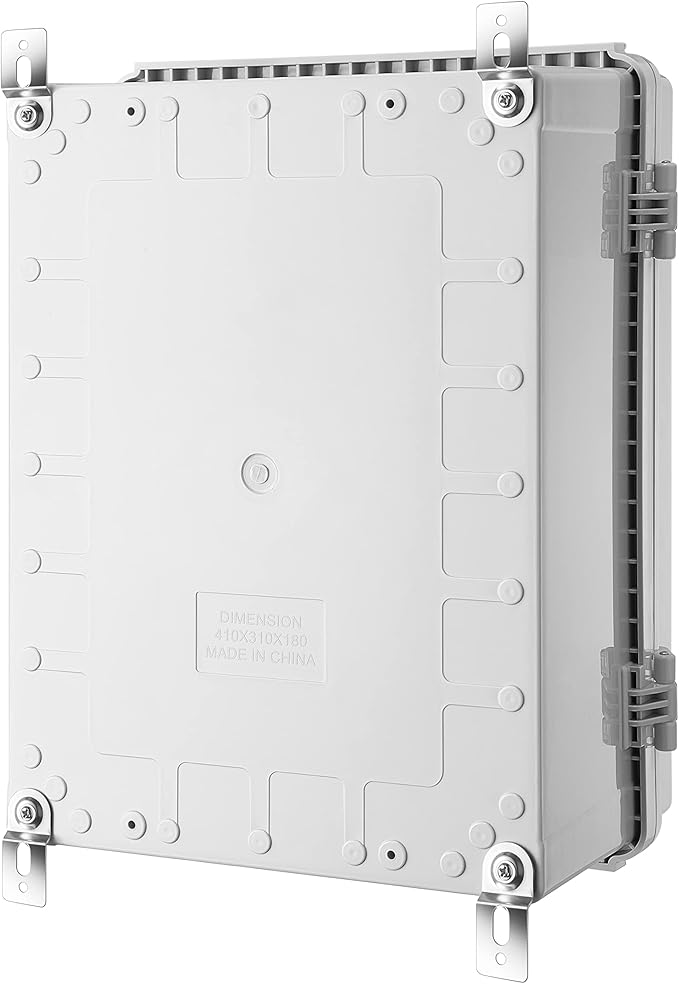 Junction Box, IP67 Waterproof Plastic Enclosure for Electrical Project, Hinged Grey Cover, Includes Mounting Plate and Wall Bracket (Grey Cover with Inner Door, 16.1"x12.2"x7.1")