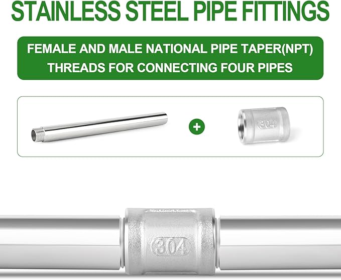 TAISHER 1PCS Stainless Steel Pipe Fittings, 3/4" NPT Male x 3/4" NPT Female Threaded, 16" Length Nipple Cast Pipe