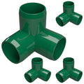 FORMUFIT 1-1/4" 3-Way Elbow Furniture Grade PVC Fitting in Green, Made in USA, UV-Resistant, Impact-Proof, 1.660" Actual Socket Diameter (Pack of 4)