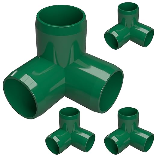 FORMUFIT 1-1/4" 3-Way Elbow Furniture Grade PVC Fitting in Green, Made in USA, UV-Resistant, Impact-Proof, 1.660" Actual Socket Diameter (Pack of 4)