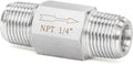 ChillWaves 304 Stainless Steel In-Line Siamese Check Valve 1/4" NPT Male Thread, One-Way Non-return Check Valve，Prevent Water Back-flow(1-PACK)