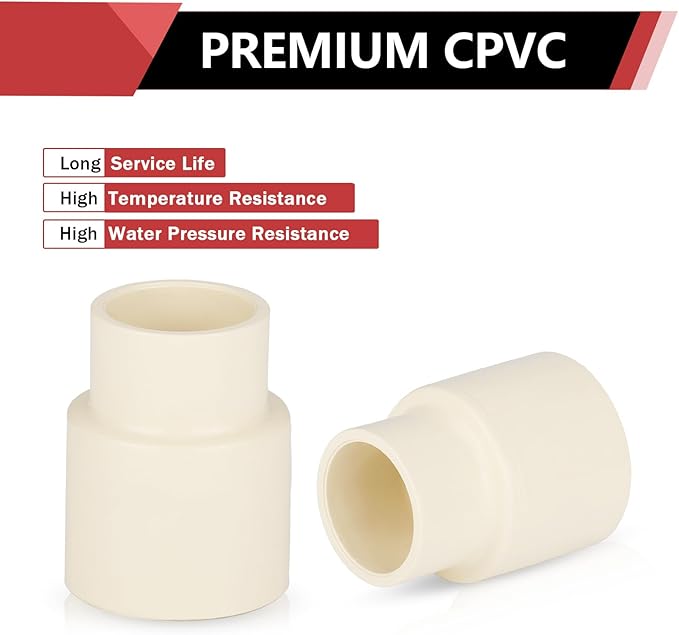 (20 Pieces) EFIELD 1" x 3/4" CPVC Pipe Fittings, Slip x Slip (Socket) Coupling, For Hot and Cold Water Plumbing,(CPVC029-10-20PCS)