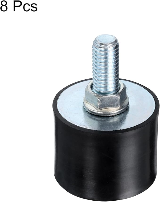 uxcell 2pcs M10x27mm Rubber Isolator Mounts with Studs 40x30mm Male Female Vibration Shock Absorber Zinc Plated Cylindrical Thread Mounts Anti Vibration Isolators with 2pcs M10 Lock Nuts