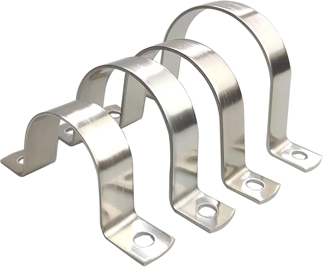 2 Inch Pipe Strap Heavy Duty 2 Hole Strap 304 Stainless Steel 2 Conduit Strap Clamp for Tube Pipe or Wire Cord Installation(50mm 5pcs)