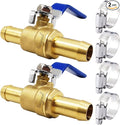5/8 inch mini 2 way brass barb air ball valve for water gas fuel shut cut off 16mm pex tubing, (2 pcs in pack)