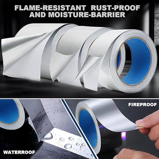Aluminum Foil Duct Tape Heavy Duty 3.9 Mil, 4 Inch X 22 YD, Insulation Heat Resistant High Temperature Sealing and Patching for HVAC, Dryer Vent Hose, Air Vents, Exhaust Pipe, Metal Repair