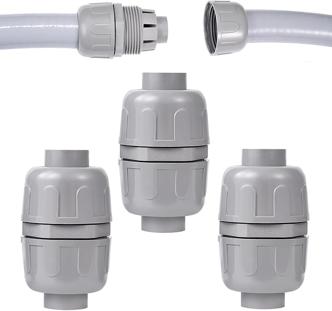 (3Pcs) NPT 3/4 inch Liquid-Tight Connector,PVC Flexible Conduit Double-Ended Connector,Straight 180 Degree,Two-Way Conduit Connector