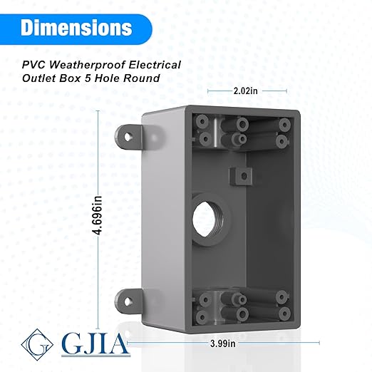 Single-Gang Weatherproof Electrical Outdoor Box, Suitable 1/2-Inch or 3/4-Inch Electrical Conduit Switch/Outlet Box, UL Listed, Junction Box Outlet, Gray