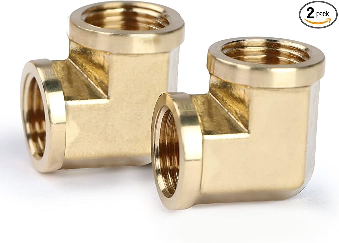 U.S. Solid 2pcs 90 Degree Barstock Street Elbow Brass Pipe Fitting (1/2" NPT Female x 1/2" NPT Female)