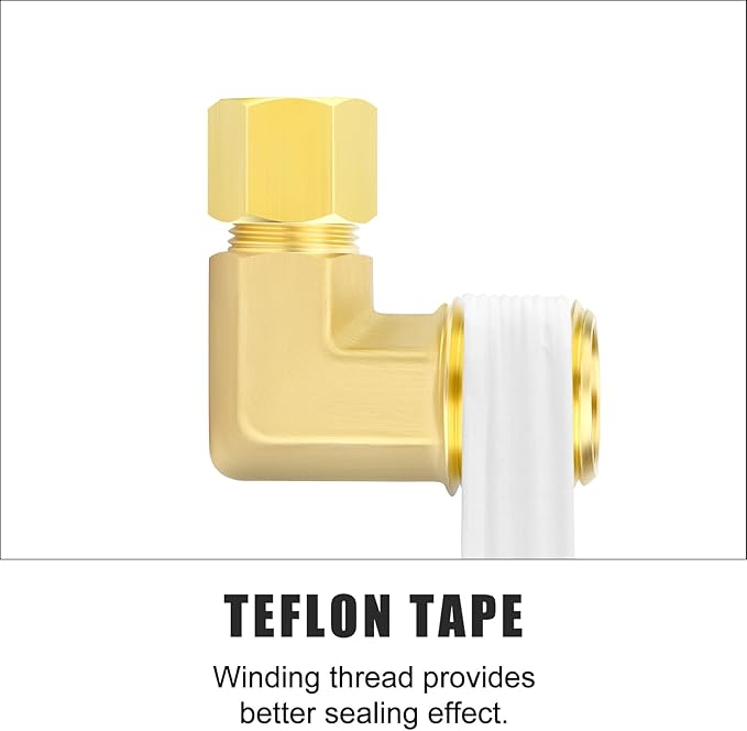 GASHER 10PCS Brass 90 Degree Elbow Compression Tube Pipe Fitting Connector, 1/8" Tube OD x 1/4" NPT Male Connector