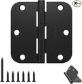 Black Door Hinges - 30 Pack Matte Black Door Hinges 3.5 Inch with 5/8" Radius Corners - Black Hinges for Interior and Exterior Doors - Heavy Duty 3 1/2" Residential Door Hardware