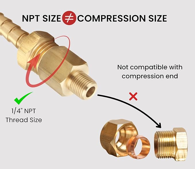 Brass Pipe Fitting, Adapter, 1/8 Inch NPT Male Pipe x 1/4 Inch NPT Female Pipe, Pack of 5