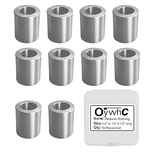 Stainless Steel Reducer Bushing, Screw Standoff Metal Spacer 1/2" to 1/4" Steel Reducer Standoff Bushing Adapters for 1/4"&M6 Screws Bolts and Rods, Round Metal Stainless Steel Spacer Set of 10