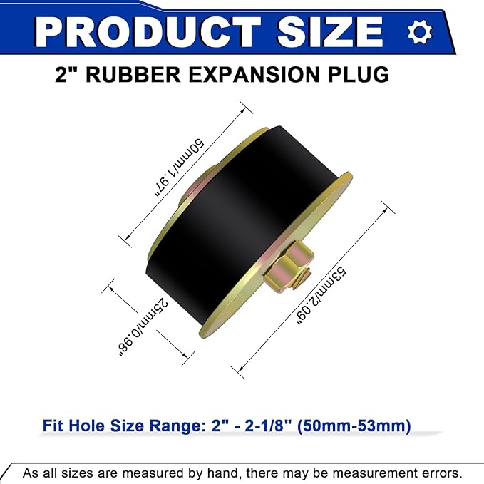 2" Rubber Expansion Freeze Plugs, 3PCS Automotive Engine Expandable Freeze Rubber Plugs Fit Hole: 2" to 2-1/8” (50 mm - 53 mm)