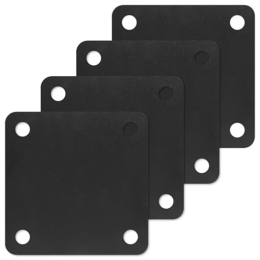 Rocaris 4 Pcs 5 X 5 X 1/4 Inch A36 Steel Plate Hot Rolled, Steel Base with 4 Holes Metal Square for Construction Boards, Structure Support, Weldable Square and Industrial