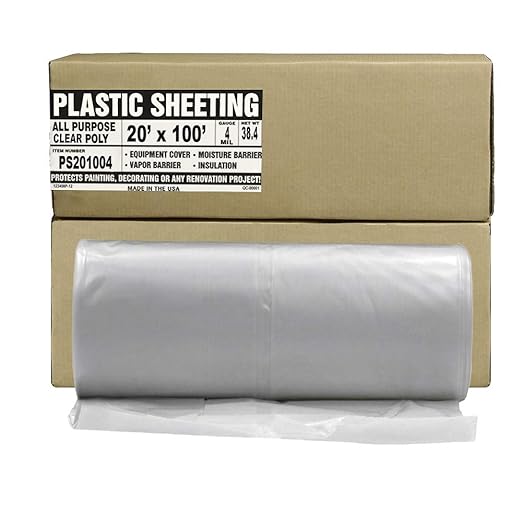 Aluf Plastics Clear All Purpose Poly Sheeting, Extra Strong, 4 mil, 20' x 100'