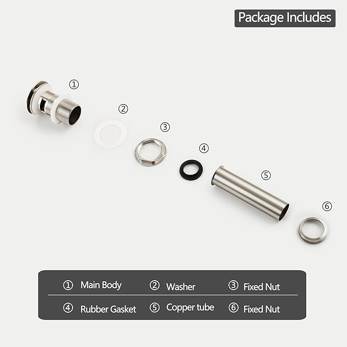 SKOWLL Vessel Bathroom Sink Drain Kit Pop-Up Sink Stoppers Push Button Vanity Drain Kit Brushed Nickel Push Drain with Overflow