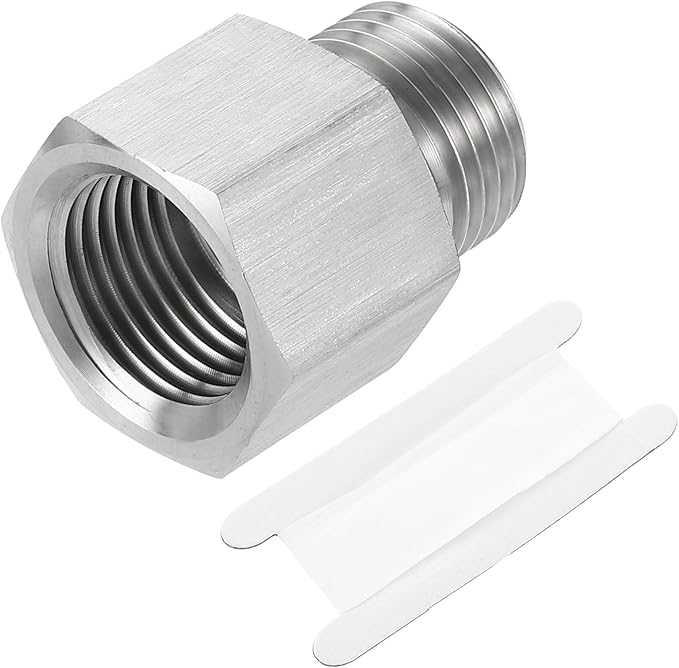uxcell Pipe Fitting Reducing Adapter, G1/2" Male x 1/2" NPT Female 304 Stainless Steel Reducer Connector for Water Oil Air Pressure Gauge, Silver