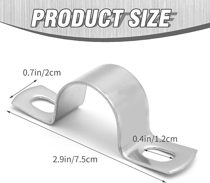 VIKKSAER 10Pcs U-Bolt Clamp, 304 Stainless Steel U-Shaped Bracket, 2 Hole U-Tube Strap Clamp for Hose Clamp Pipe Clamp, 25mm (1 inch)