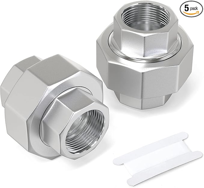 TAISHER 5PCS 304 Stainless Steel Union，1/4" NPT Female Cast Pipe Fitting